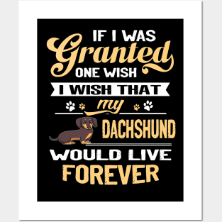 If I Was Grantesd One Wish I Wish That My Dachshund Would Live Forever Posters and Art